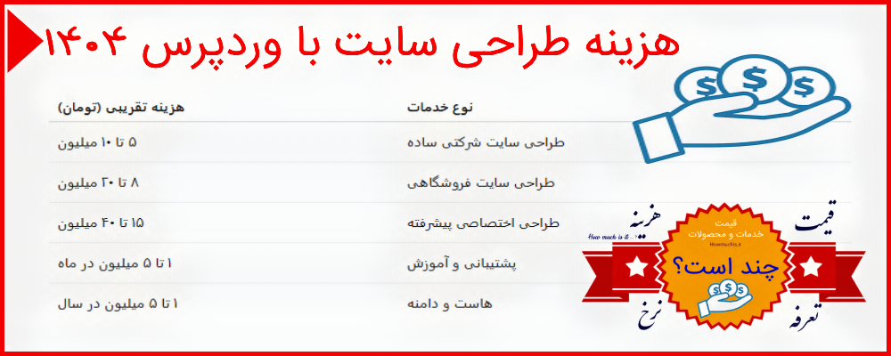 هزینه طراحی سایت با وردپرس 1404